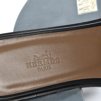 Hermes Box Calfskin Oran Sandals 38.5 Black 7 of 8