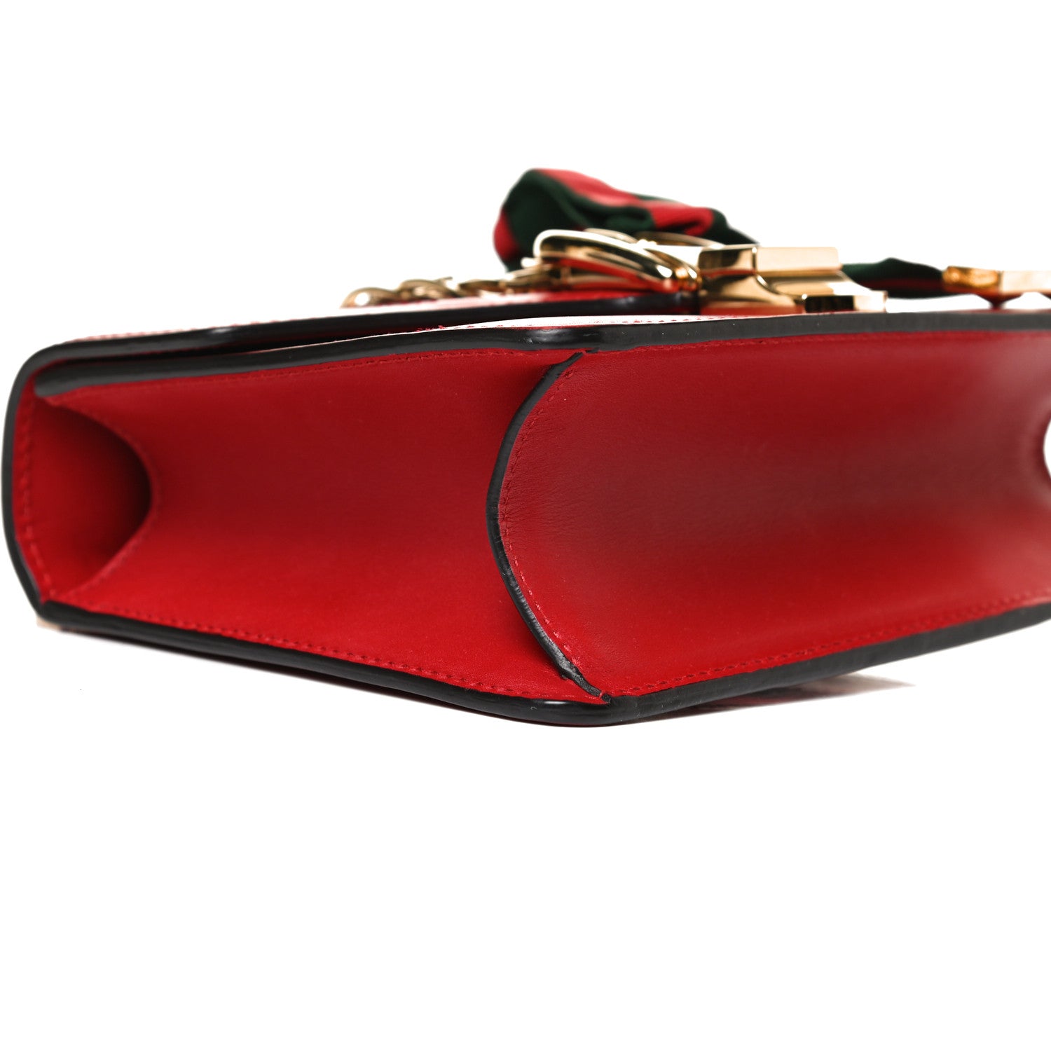 Gucci Calfskin Mini Sylvie Chain Shoulder Bag Hibiscus Red 4 of 14