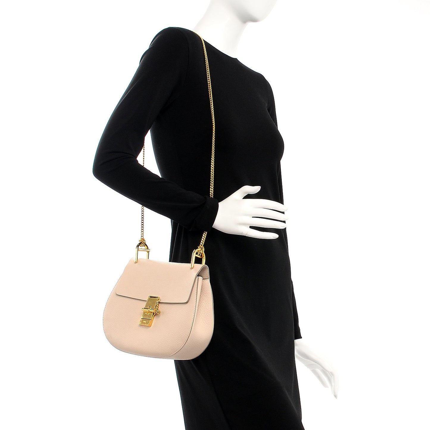 Grained Lambskin Drew Shoulder Bag Abstract White