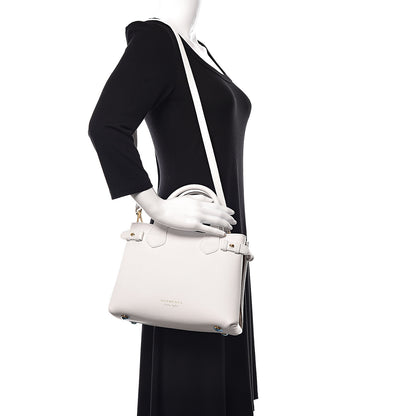 Burberry Grainy Calfskin House Check Small Banner Tote Chalk White 2 of 12