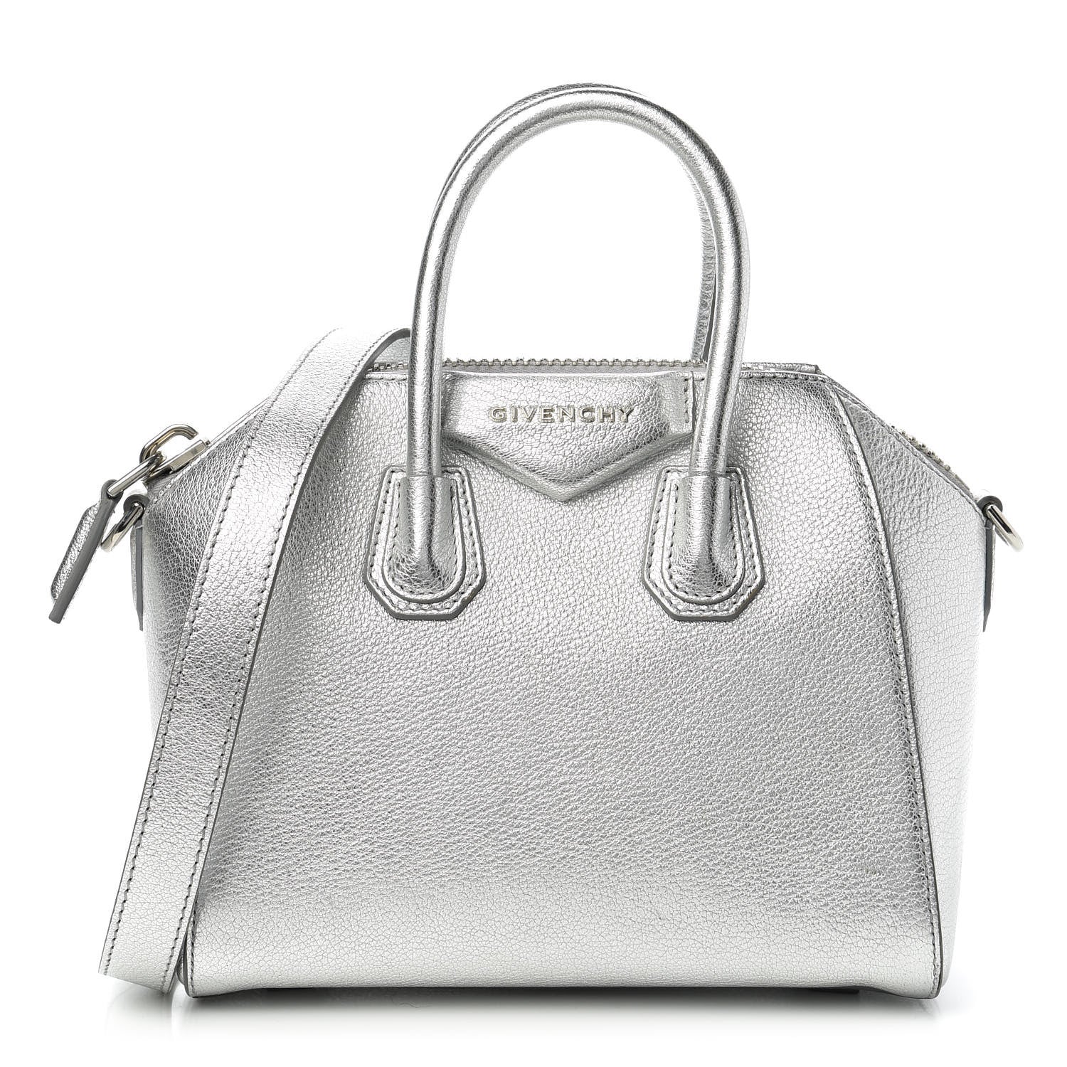 Givenchy Metallic Sugar Goatskin Mini Antigona Silver 1 of 10