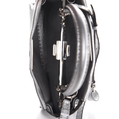 Fendi Cuoio Romano Lux Selleria Medium Peekaboo Iconic Satchel Argento 6 of 9