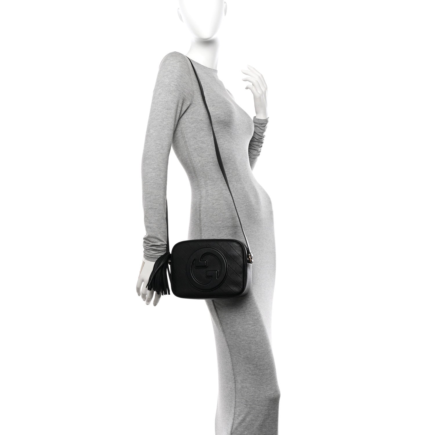 Gucci Sakai Be Green Calfskin Diagonal Stitched Small Blondie Shoulder Bag Black 2 of 10