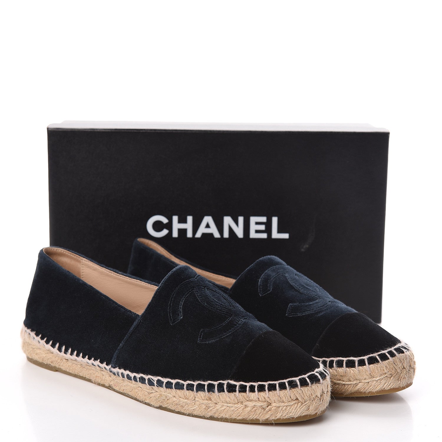 Chanel Velvet CC Espadrilles 39 Dark Navy Black 8 of 8