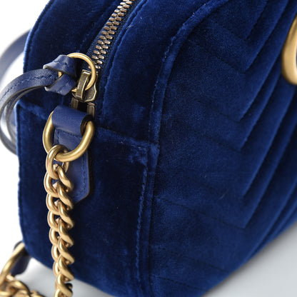 Gucci Velvet Matelasse Small GG Marmont Chain Shoulder Bag Cobalt 11 of 11