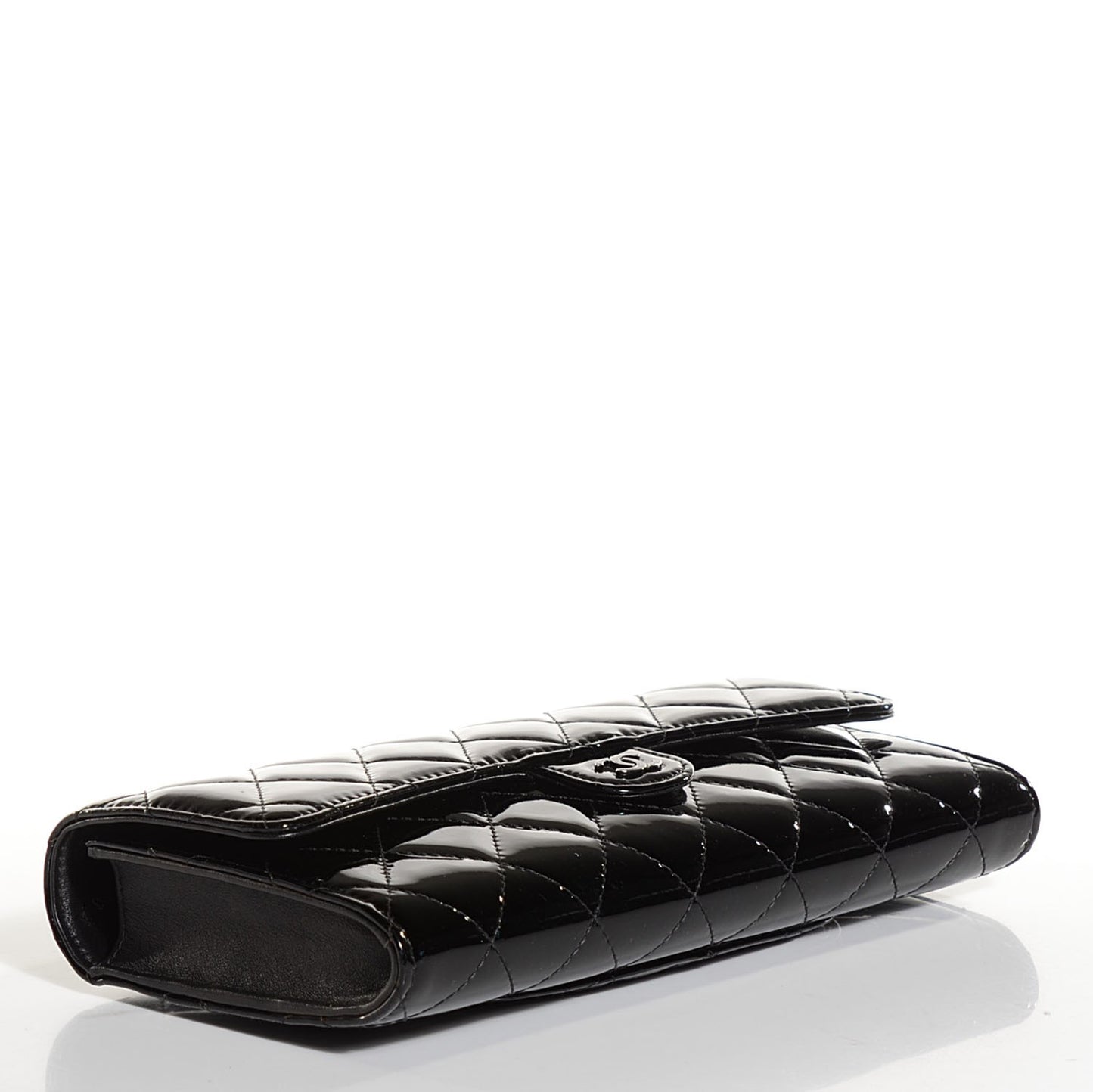 Patent Quilted Travel Wallet Black