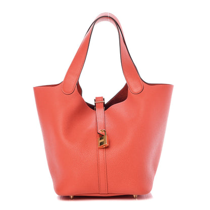 Hermes Taurillon Clemence Picotin Lock 22 MM Capucine 1 of 8