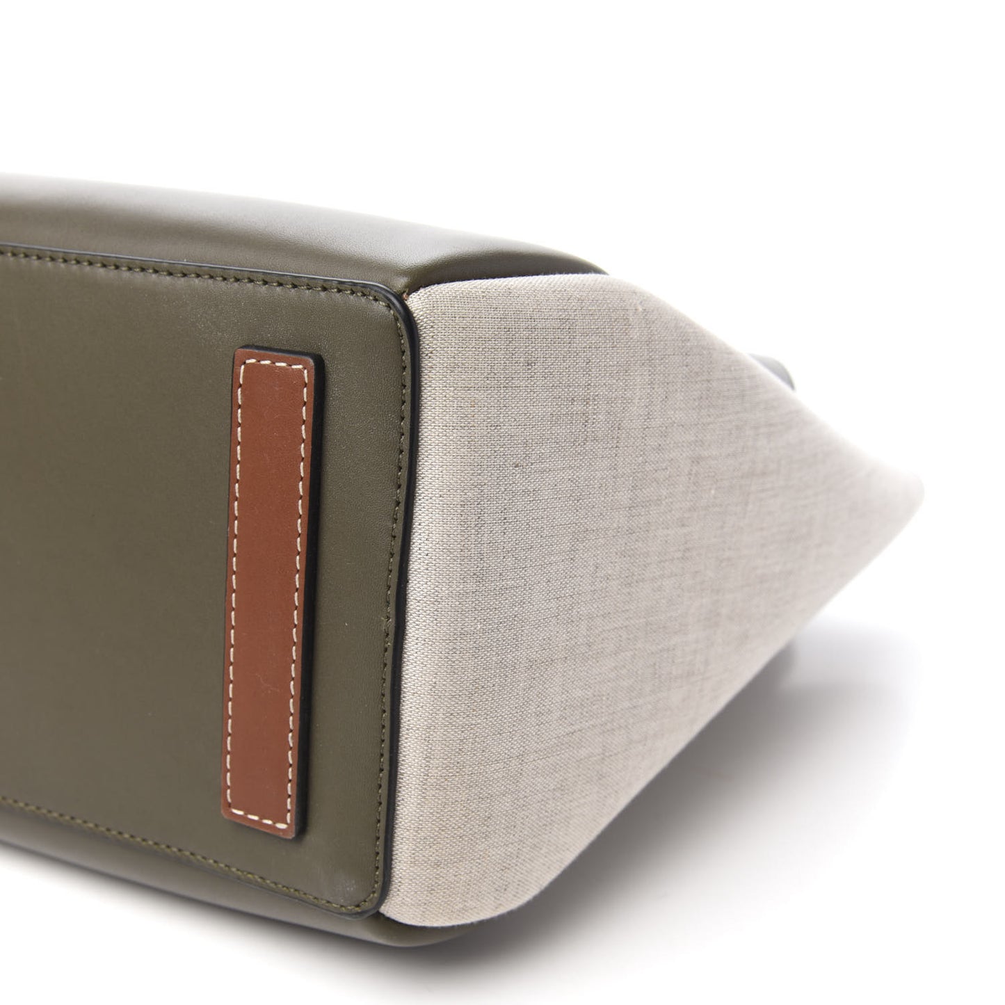 Calfskin Linen Lazo Tote Khaki Green