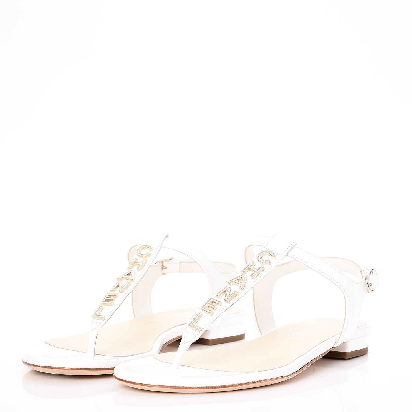Lambskin Logo Thong Sandals 35.5 White
