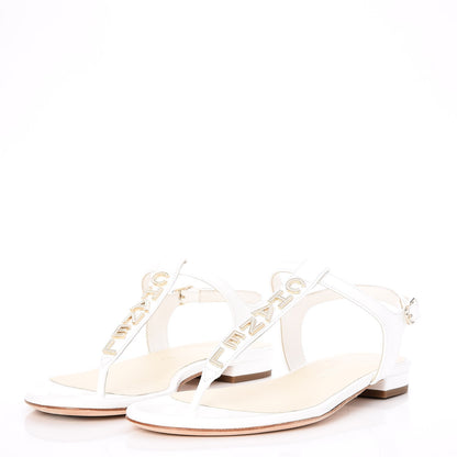 Chanel Lambskin Logo Thong Sandals 35.5 White 3 of 7