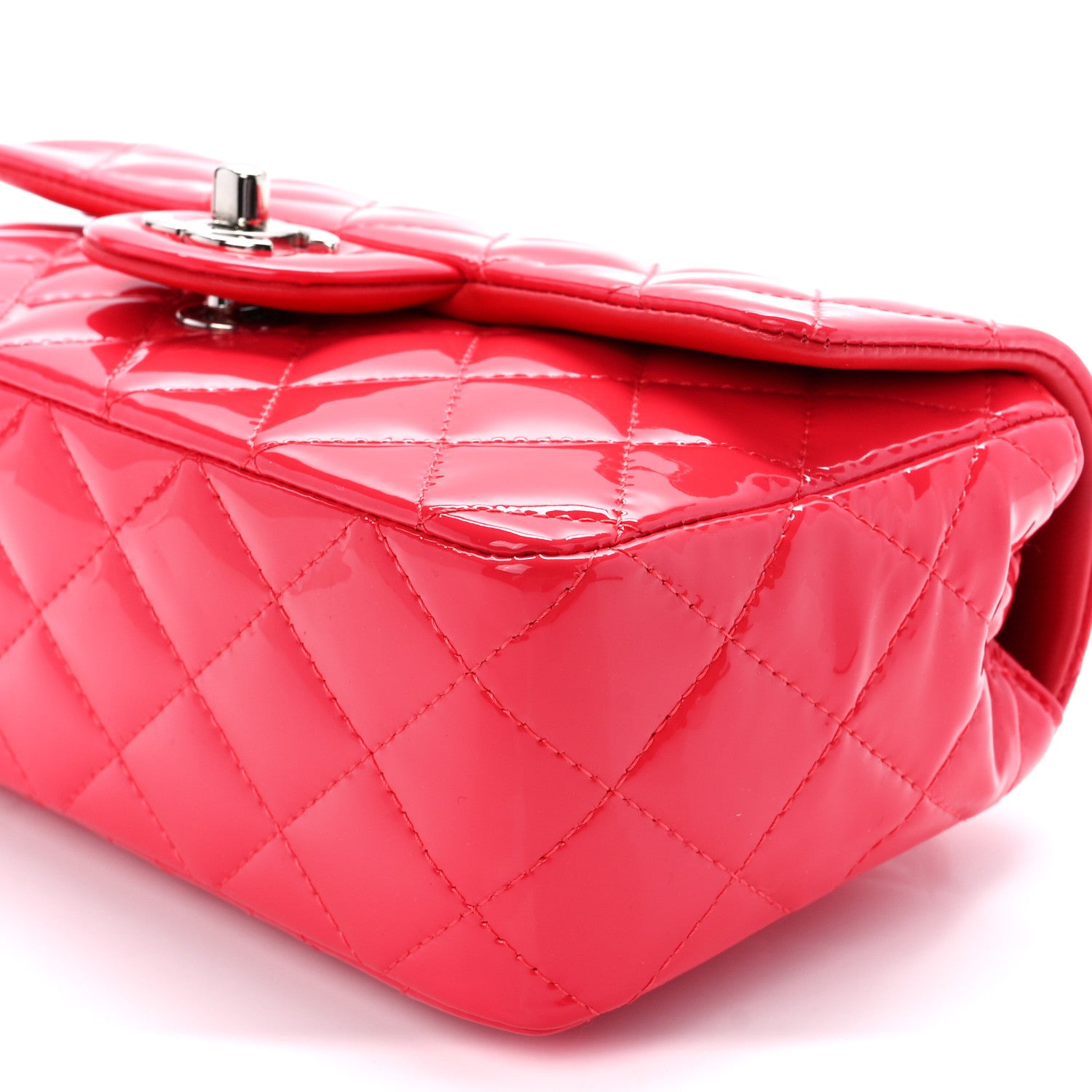 Chanel Patent Calfskin Quilted Mini Rectangular Flap Coral 12 of 12