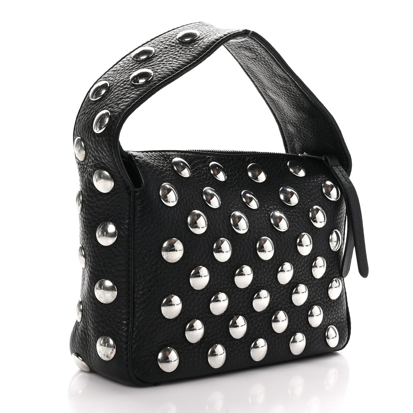Pebbled Sport Calfskin Studded Small Elena Black