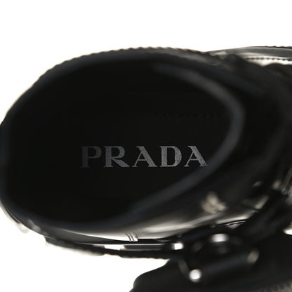 Prada Spazzolato Rois Nylon Metal Triangle Logo Monolith Pouch Pocket 55mm Boots 38 Black 9 of 14