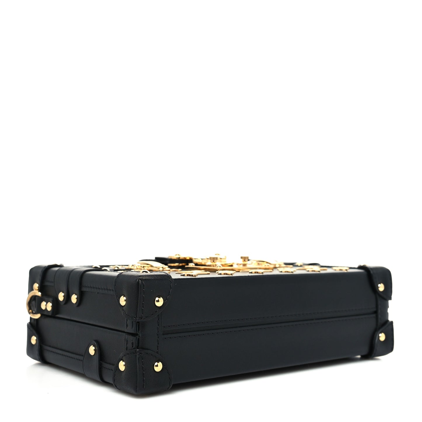 Calfskin Metal Monogram Petite Malle Black
