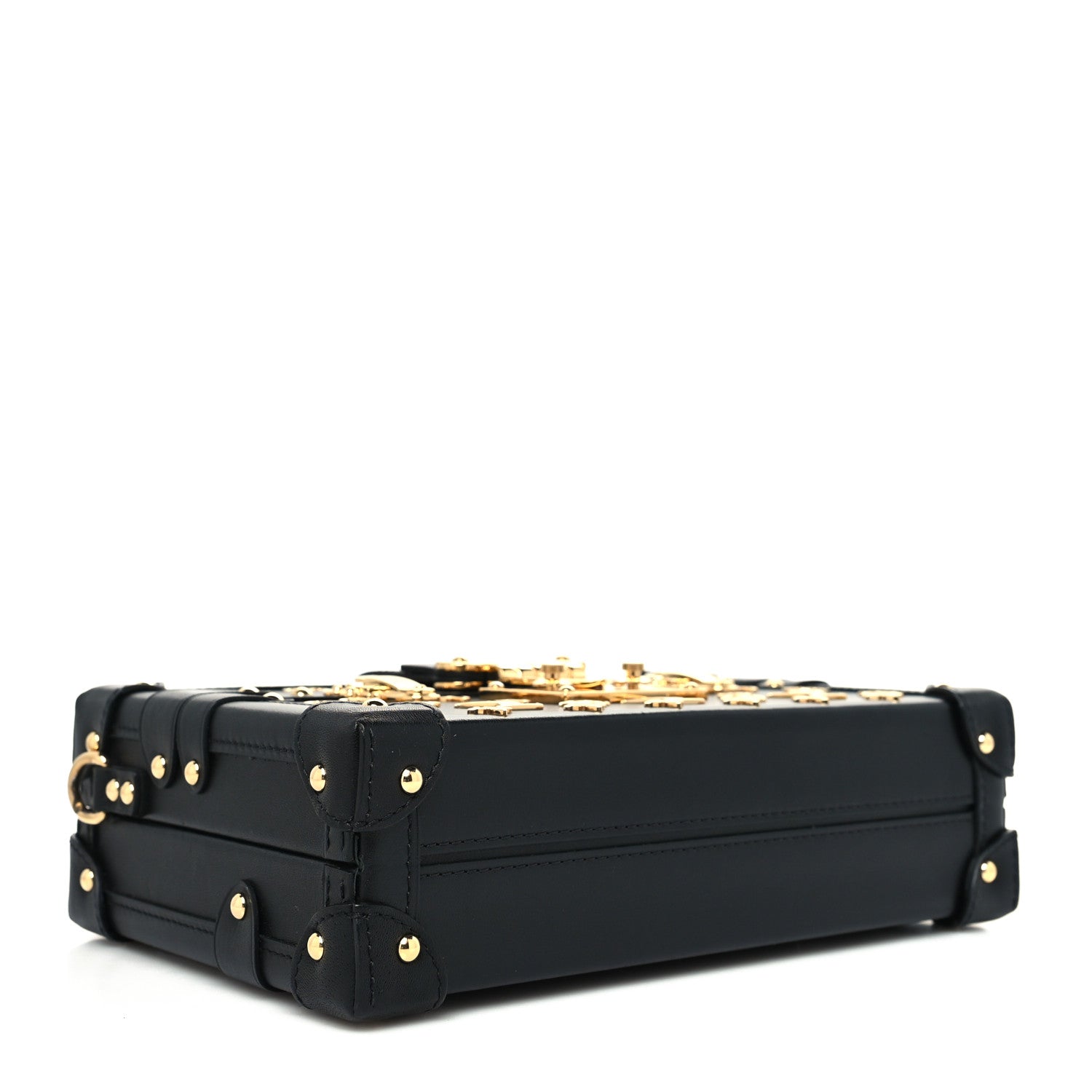 Louis Vuitton Calfskin Metal Monogram Petite Malle Black 4 of 11