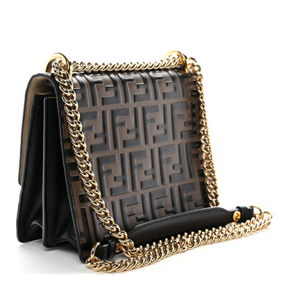 Fendi Vitello Liberty Bi-Color FF 1974 Embossed Small Kan U Shoulder Bag Maya Black 6 of 28