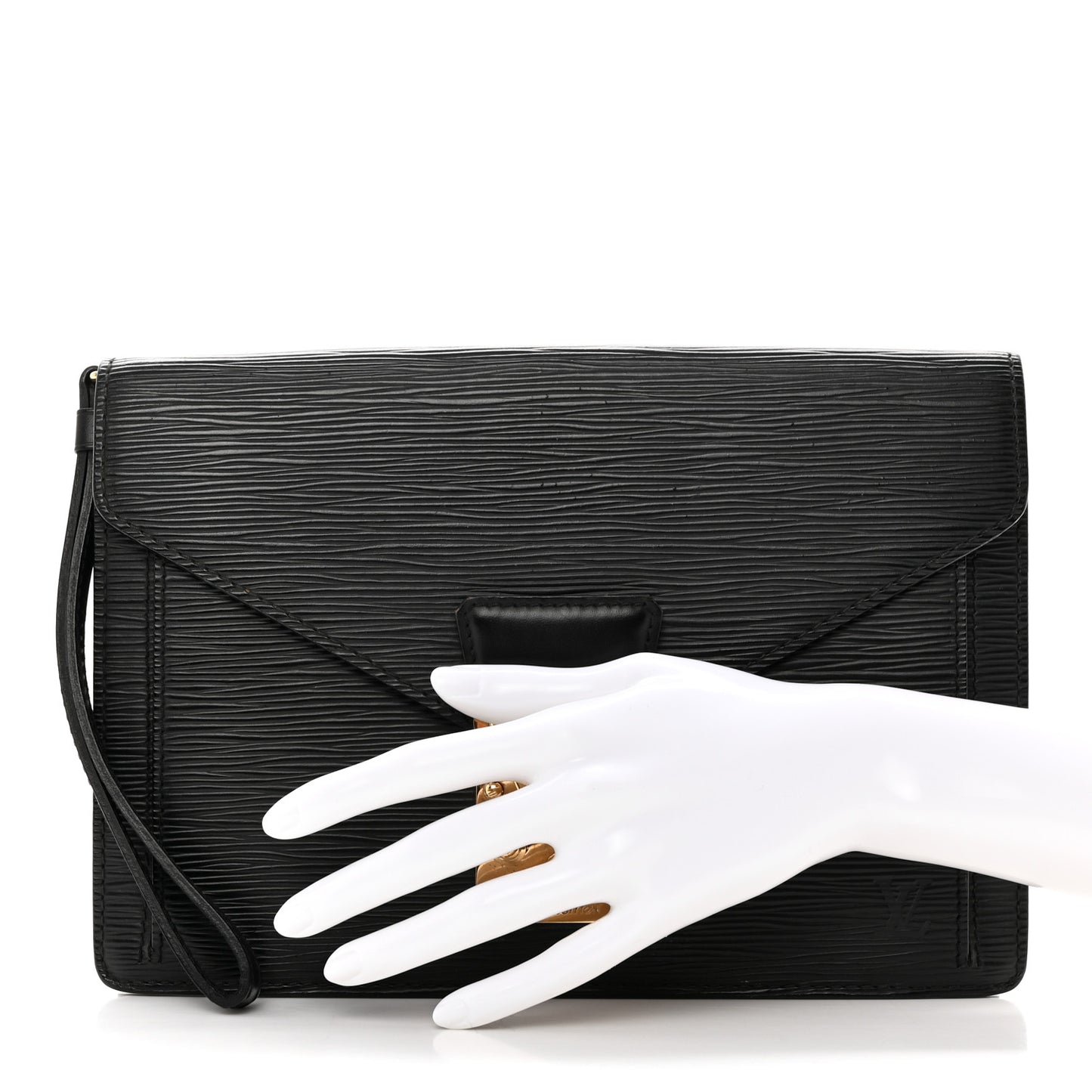 Epi Pochette Sellier Dragonne Clutch Black