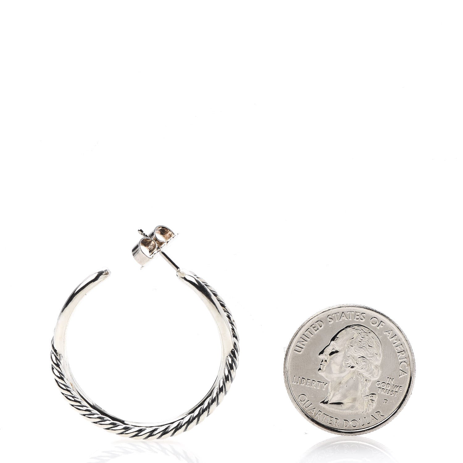 David Yurman Sterling Silver Crossover Cable Hoop Earrings 2 of 4