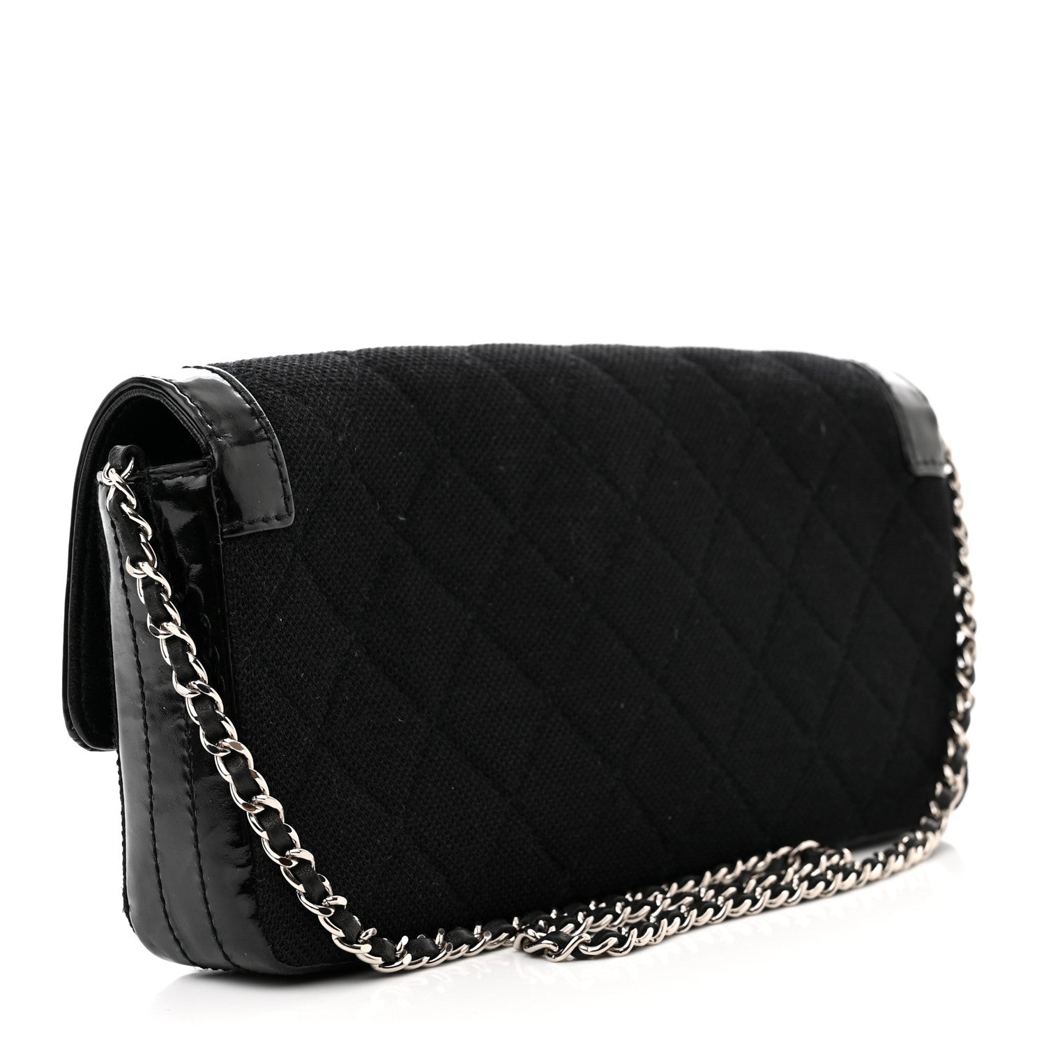 Chanel Jersey Patent Quilted 2.55 Reissue East West Flap Black 3 of 13