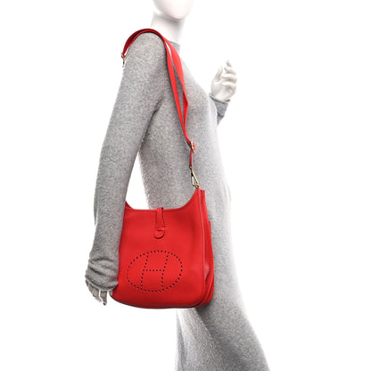 Hermes Taurillon Clemence Evelyne III PM Rouge De Coeur 2 of 10