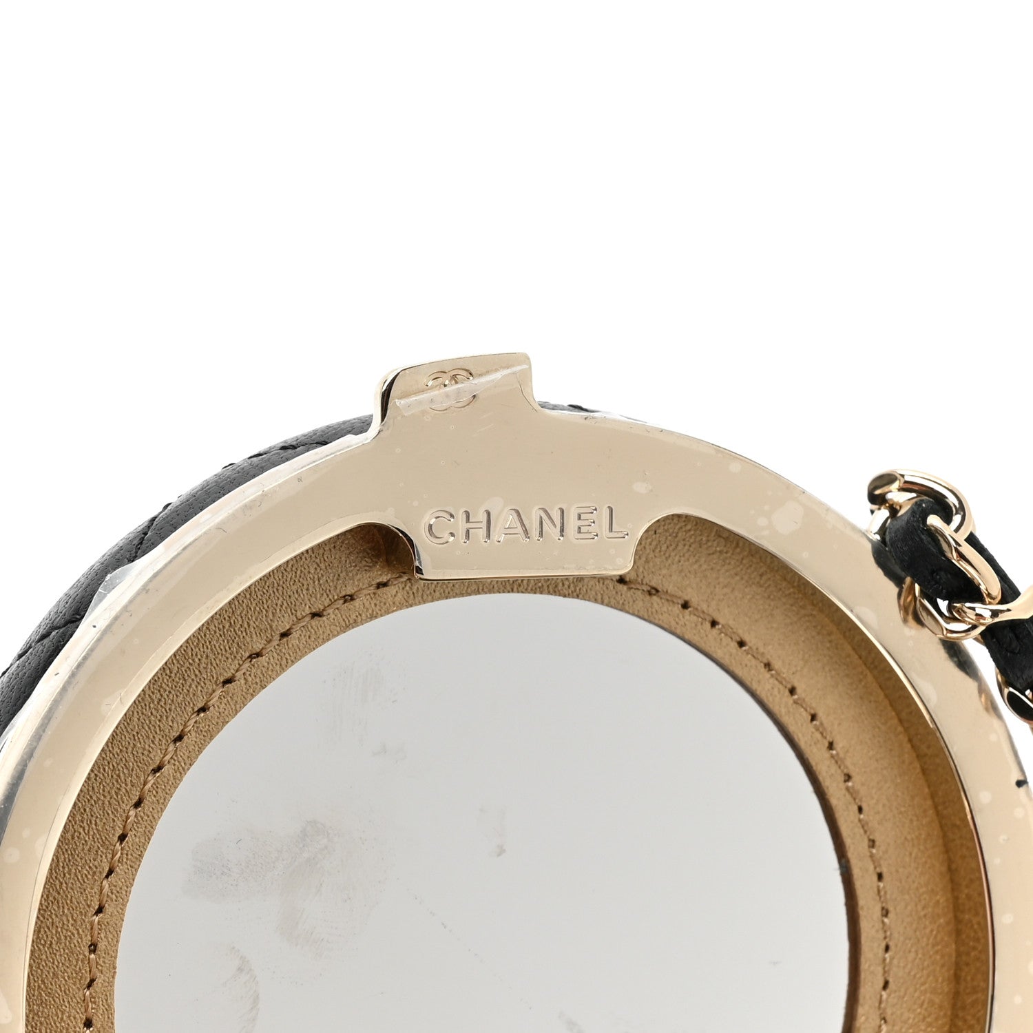 Chanel Lambskin Enamel Quilted Round Poker Chip Clutch With Chain Black White 6 of 11