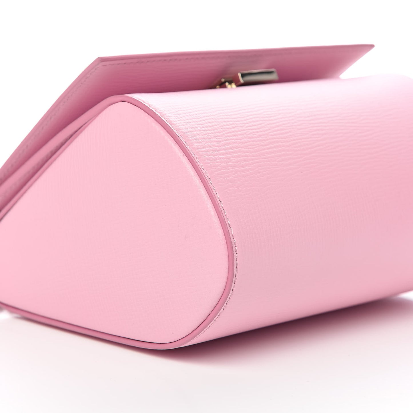 Textured Calfskin Mini Pandora Box Chain Crossbody Bag Bright Pink
