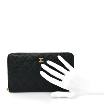 Chanel Caviar Quilted Large Zip Around Organizer Wallet Black 2 of 9