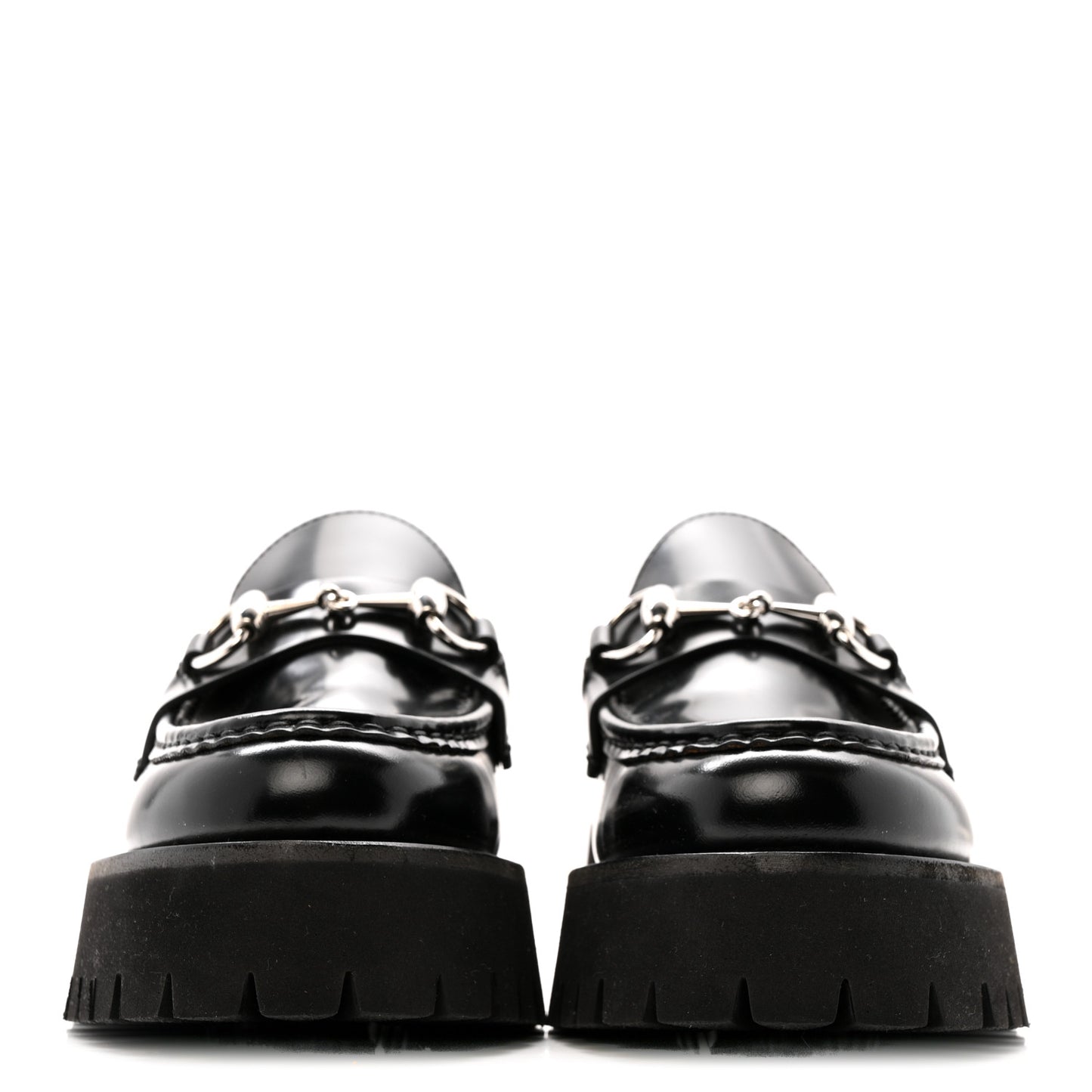 Cordovan Lux Womens Horsebit 45mm Platform Loafers 37.5 Black