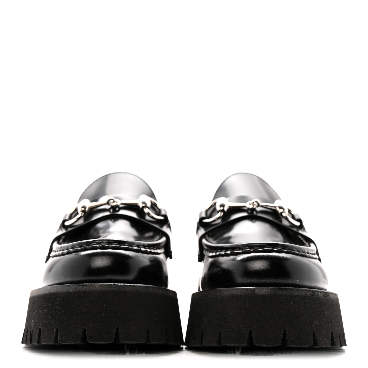 Gucci Cordovan Lux Womens Horsebit 45mm Platform Loafers 37.5 Black 3 of 13