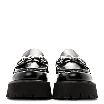 Gucci Cordovan Lux Womens Horsebit 45mm Platform Loafers 37.5 Black 3 of 13