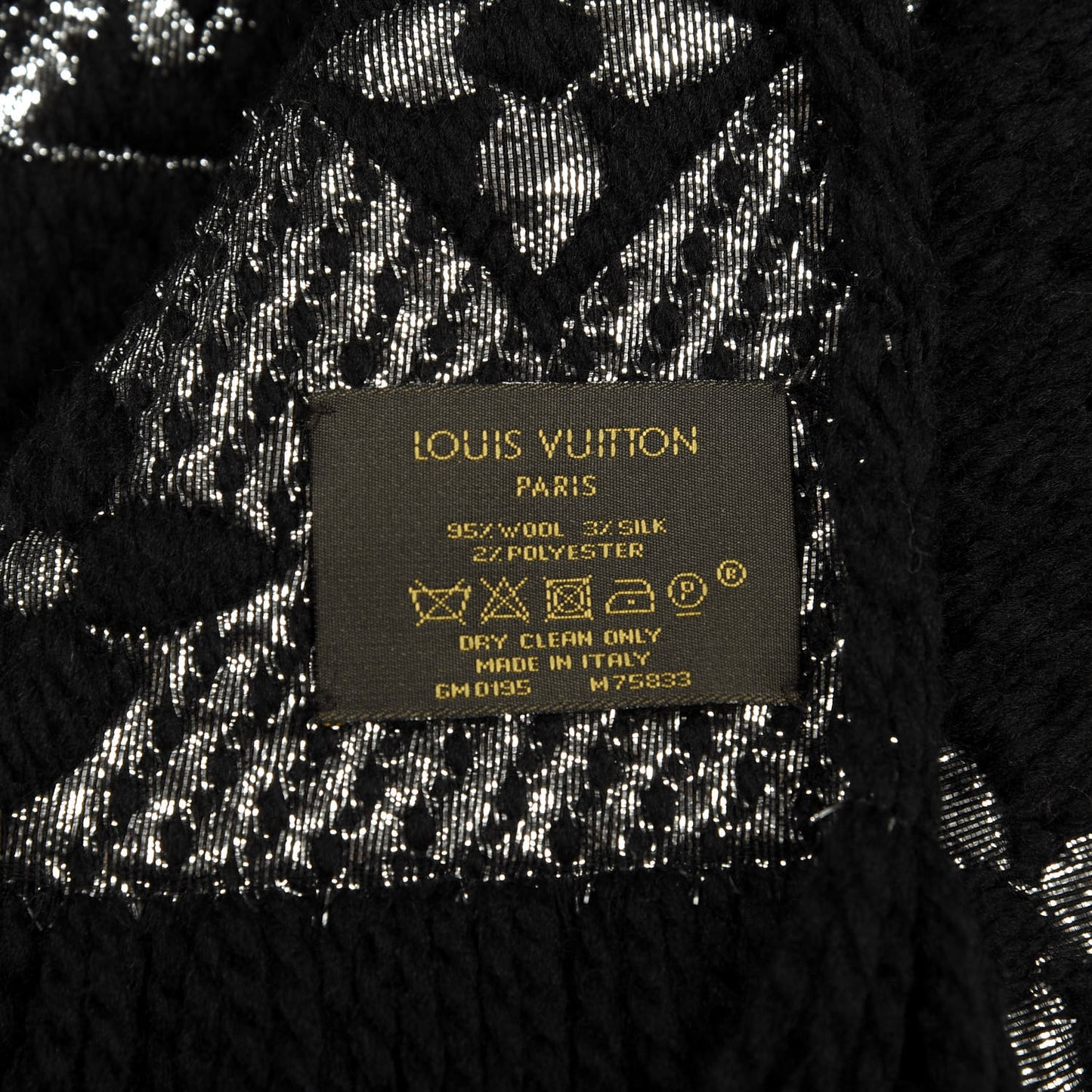 Wool Silk Logomania Shine Scarf Black