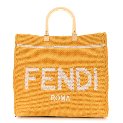 Fendi Crochet Vitello King Logo Plexiglass Medium Fendi Sunshine Shopper Tote Mimosa Panna 1 of 10