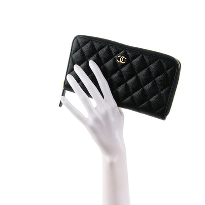 Chanel Caviar Quilted Large Gusset Zip Around Wallet Black 2 of 8