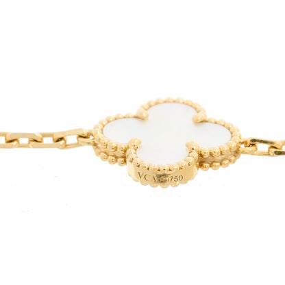 Van Cleef & Arpels 18K Yellow Gold Mother of Pearl 5 Motifs Vintage Alhambra Bracelet 3 of 3