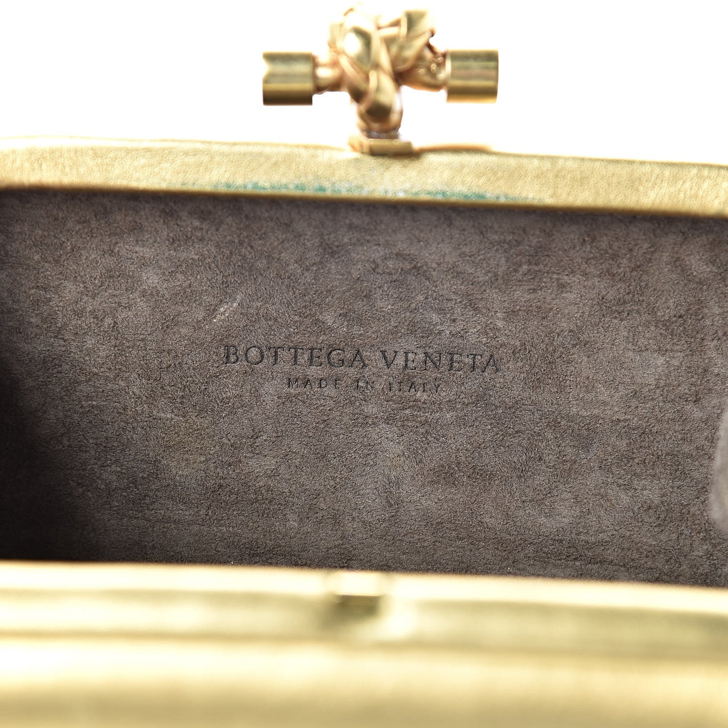 Gilded Waxed Leather Knot Clutch Gold Green