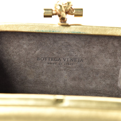 Bottega Veneta Gilded Waxed Leather Knot Clutch Gold Green 6 of 13