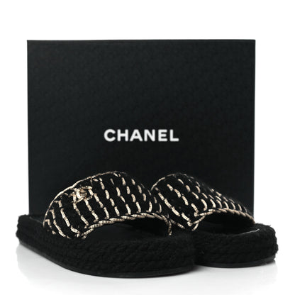 Chanel Braided Knit CC Mules 40 Black Gold 9 of 9