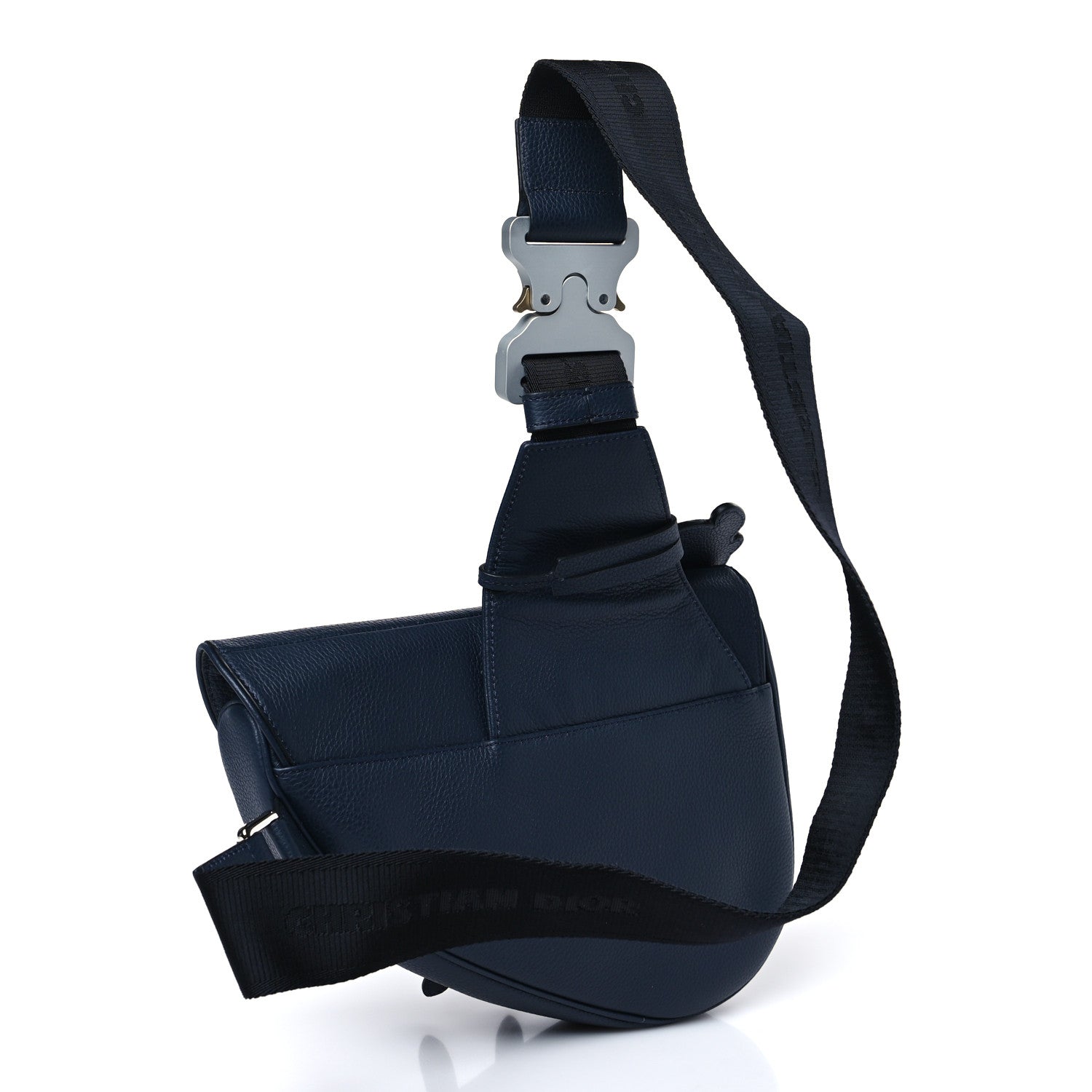 Christian Dior X SHAWN STUSSY Grained Calfskin Ox Head Saddle Bag Navy Blue 3 of 8