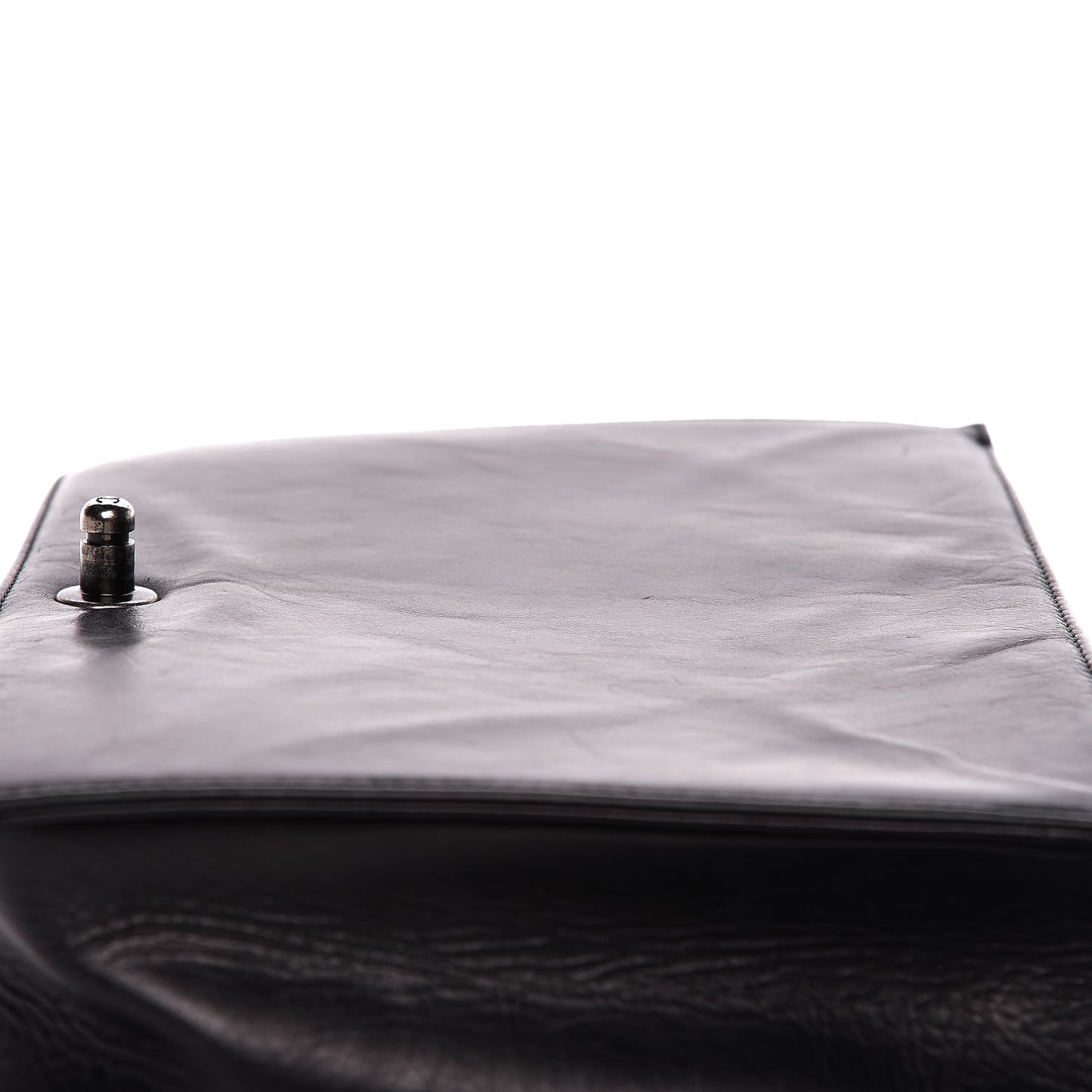 Calfskin Embossed Stitch Large Boy Flap Black