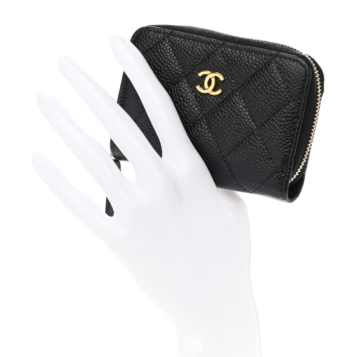 Chanel Caviar Quilted Zip Coin Purse Black 2 of 7