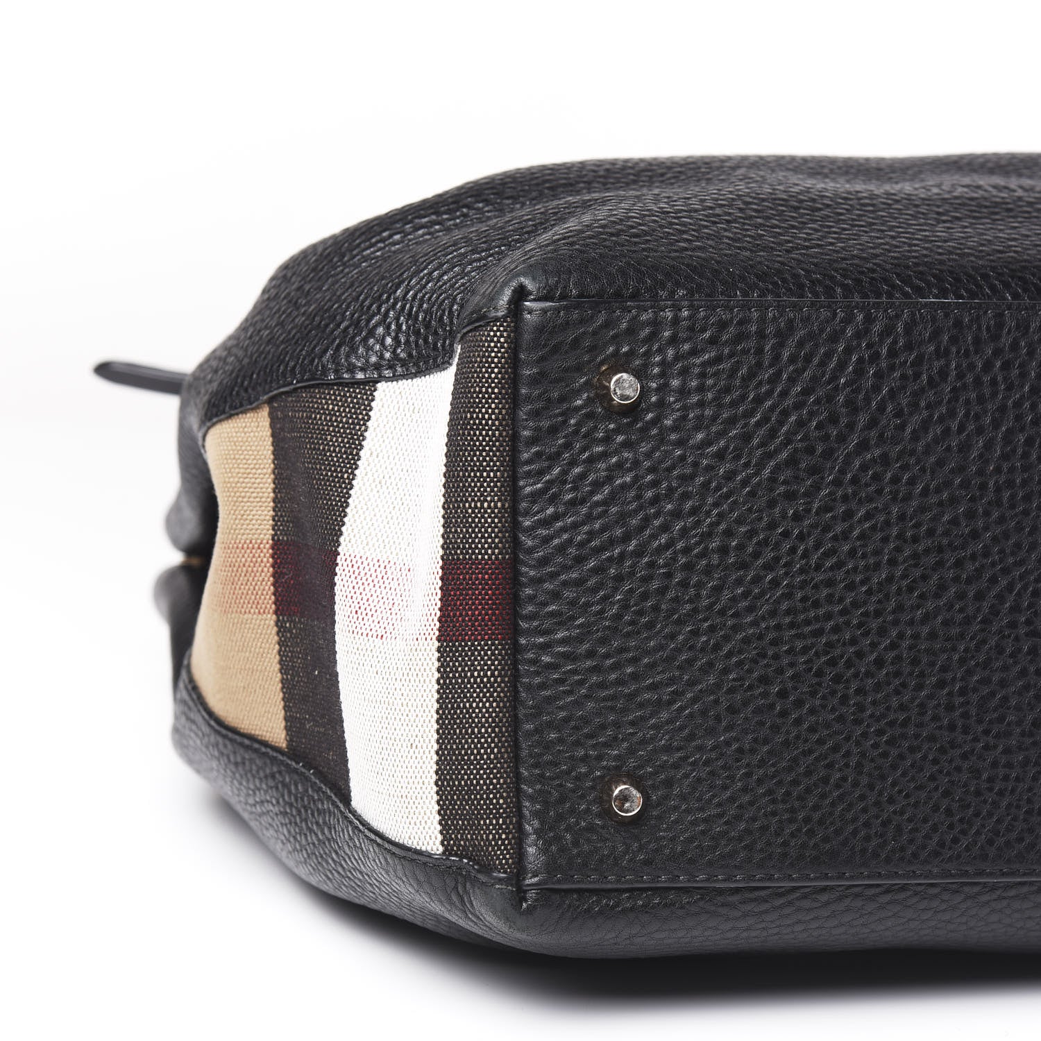 Burberry Grainy Calfskin House Check Medium Maidstone Black 8 of 11