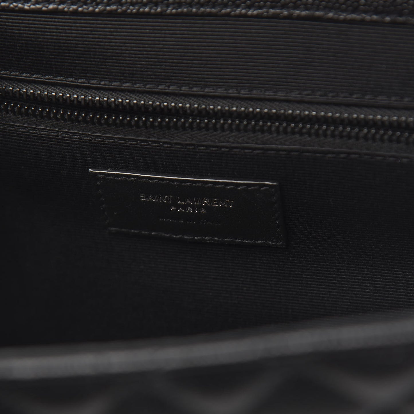 Grain De Poudre Textured Mixed Matelasse Large Triquilt Monogram Monochrome Satchel Black