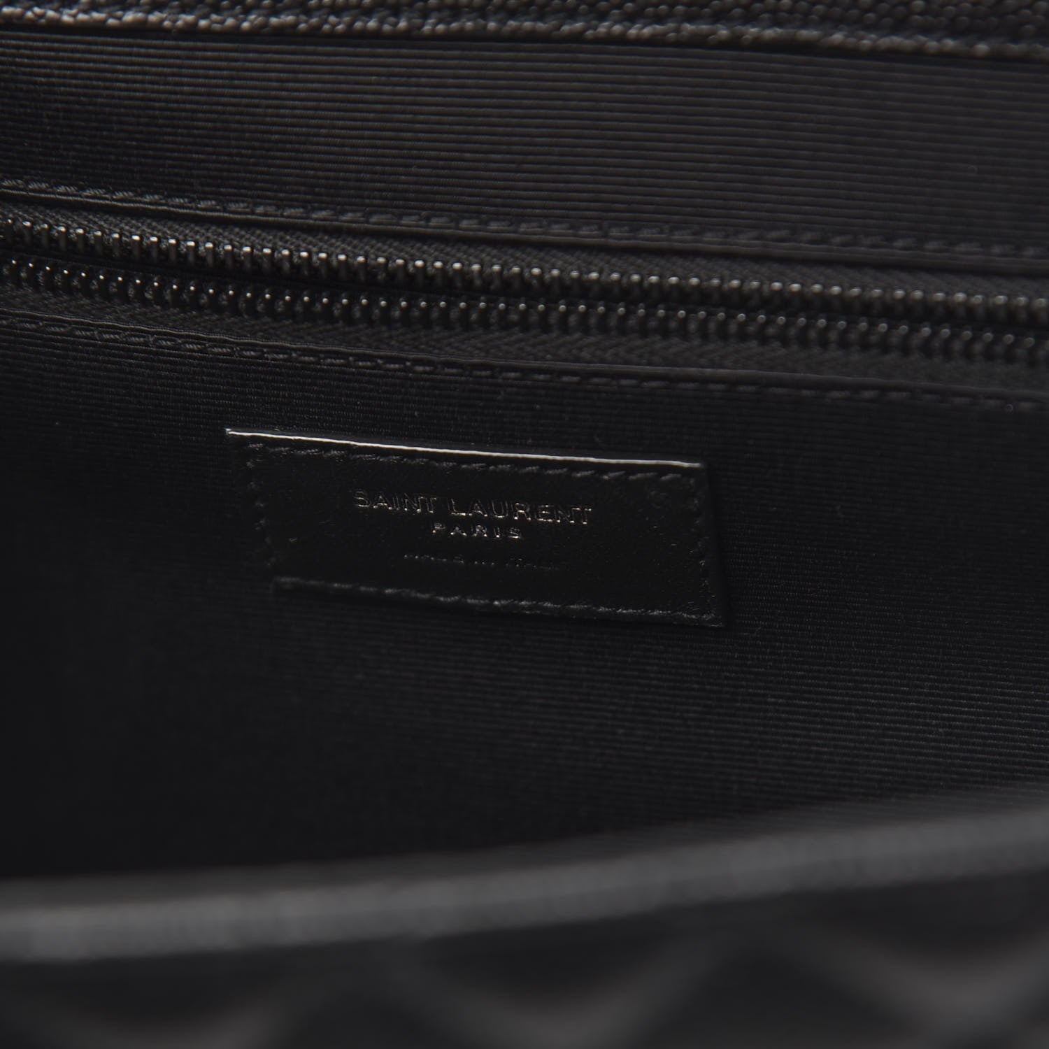 Saint Laurent Grain De Poudre Textured Mixed Matelasse Large Triquilt Monogram Monochrome Satchel Black 6 of 9