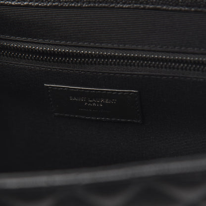 Saint Laurent Grain De Poudre Textured Mixed Matelasse Large Triquilt Monogram Monochrome Satchel Black 6 of 9