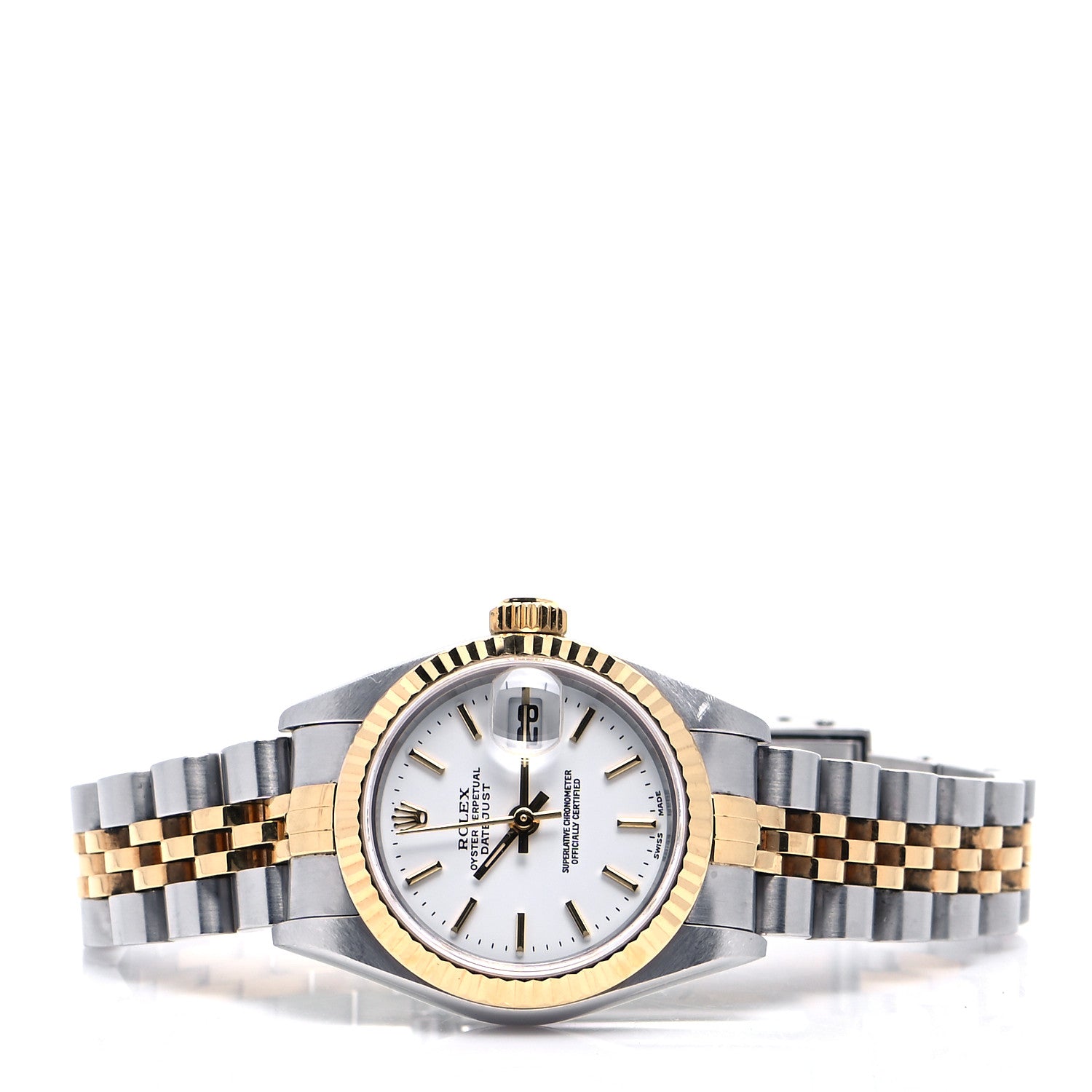 Rolex Stainless Steel 18K Yellow Gold 26mm Oyster Perpetual Datejust Watch White 79173 2 of 6