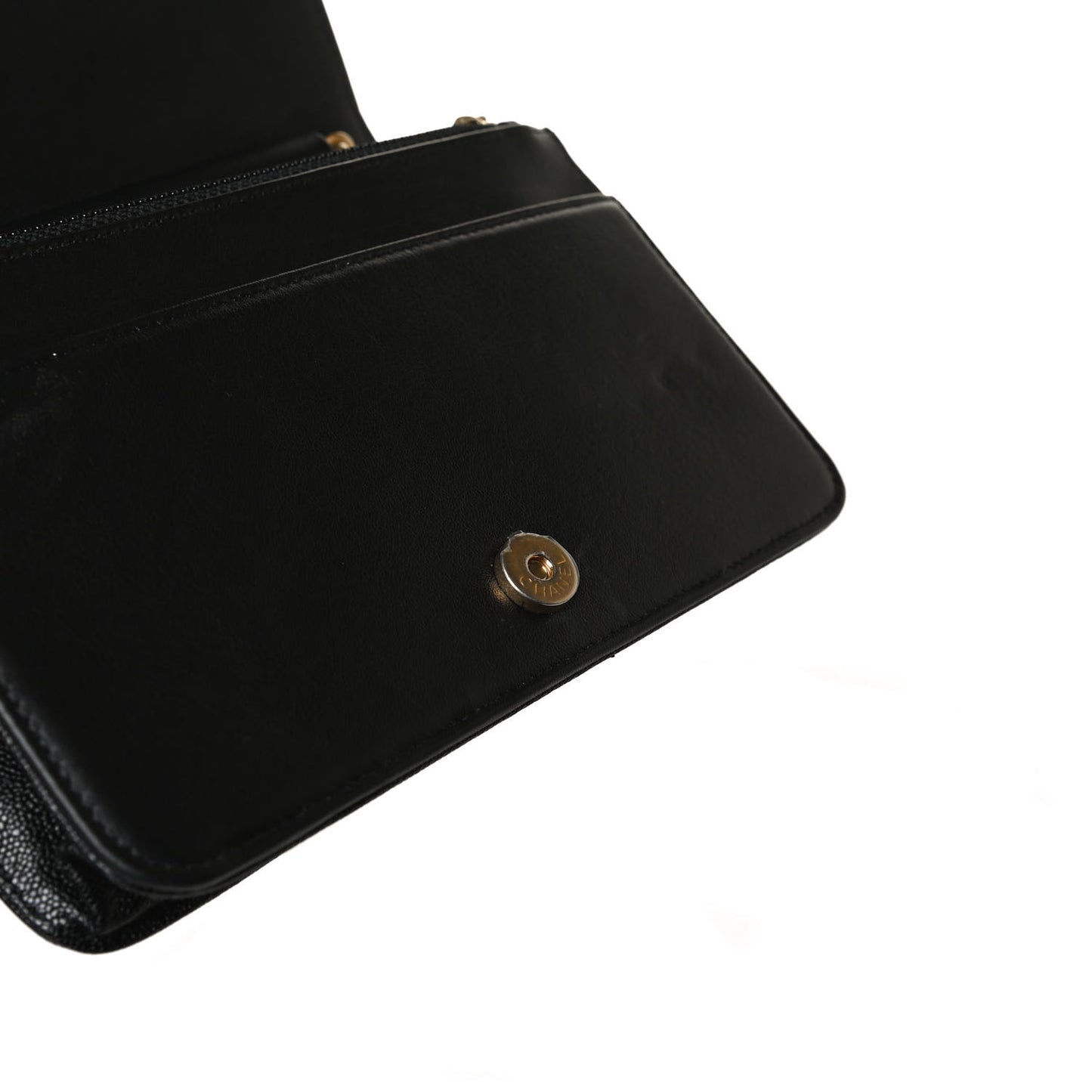 Caviar Quilted Boy Wallet On Chain WOC Black