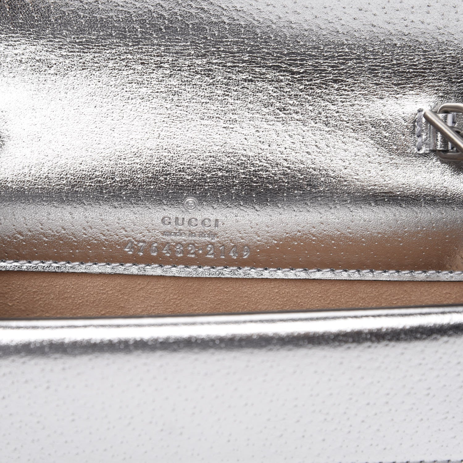 Gucci Metallic Calfskin Super Mini Dionysus Shoulder Bag Silver 6 of 8