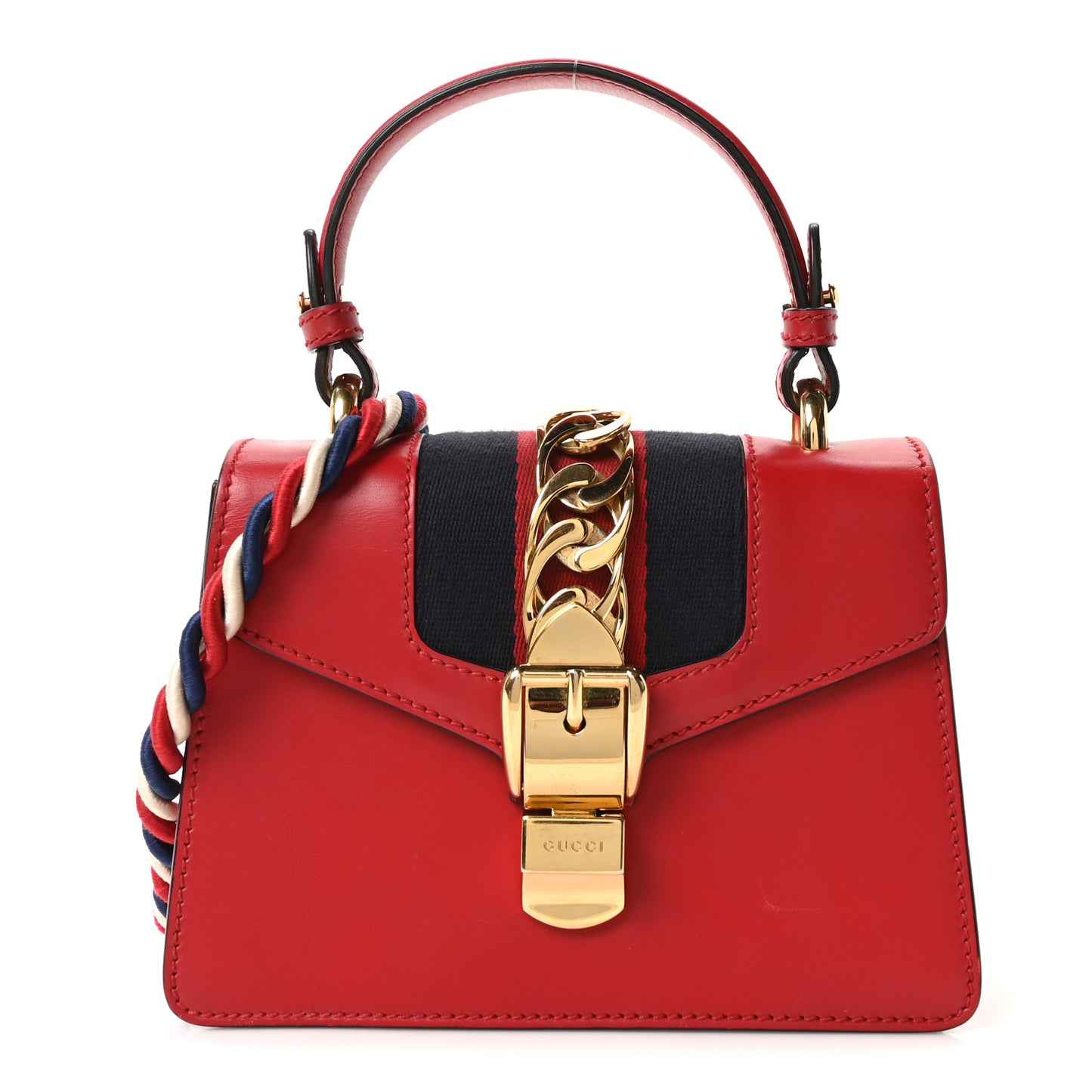 Calfskin Mini Sylvie Top Handle Bag Hibiscus Red