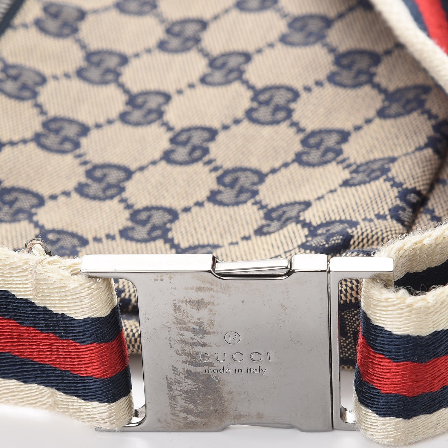 Gucci GG Monogram Web Double Pocket Belt Bag Navy 8 of 10