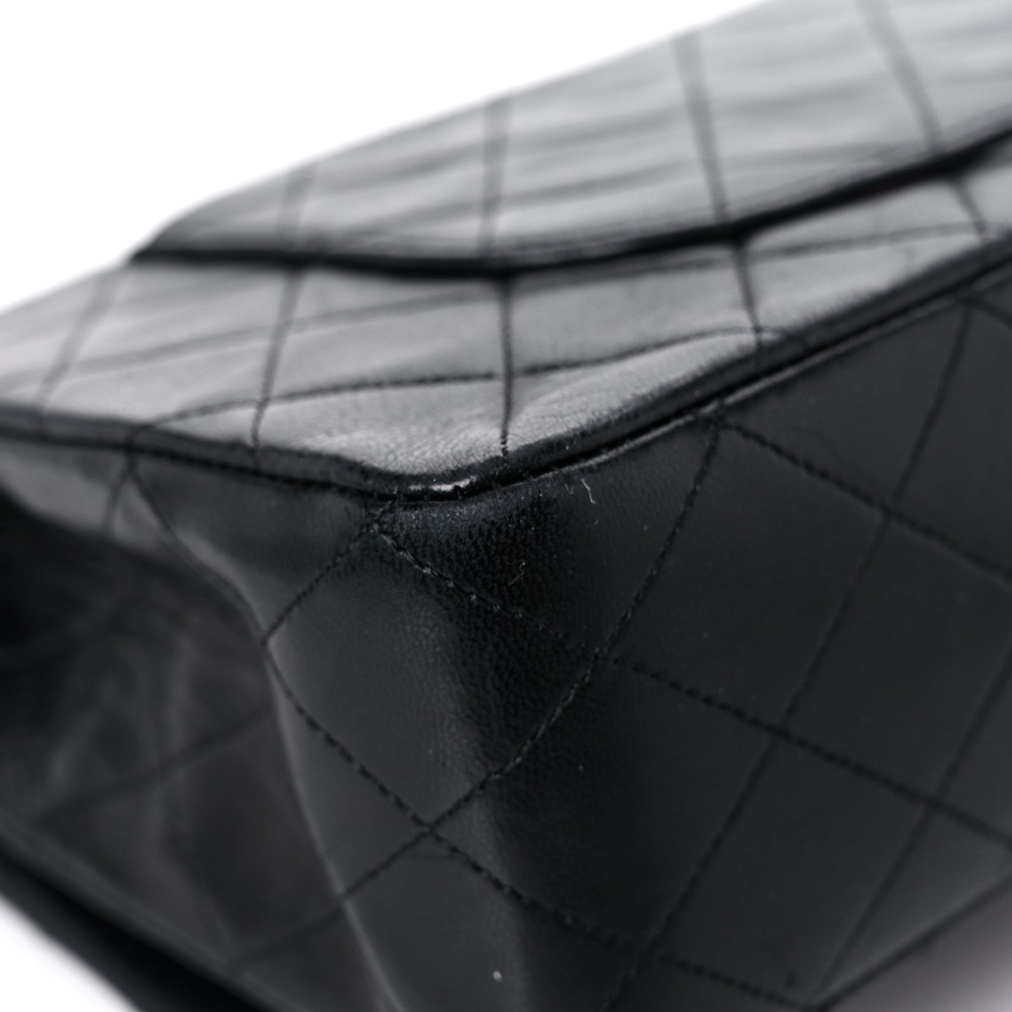Lambskin Quilted Medium Double Flap Black